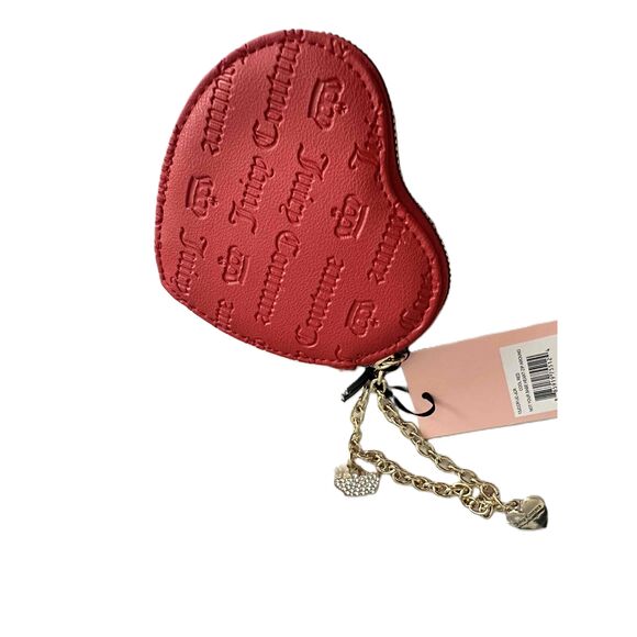 NWT Juicy Couture Chain Wristlet Womens Size 4”  Red Heart Shaped Embossed Logo - Picture 7 of 8